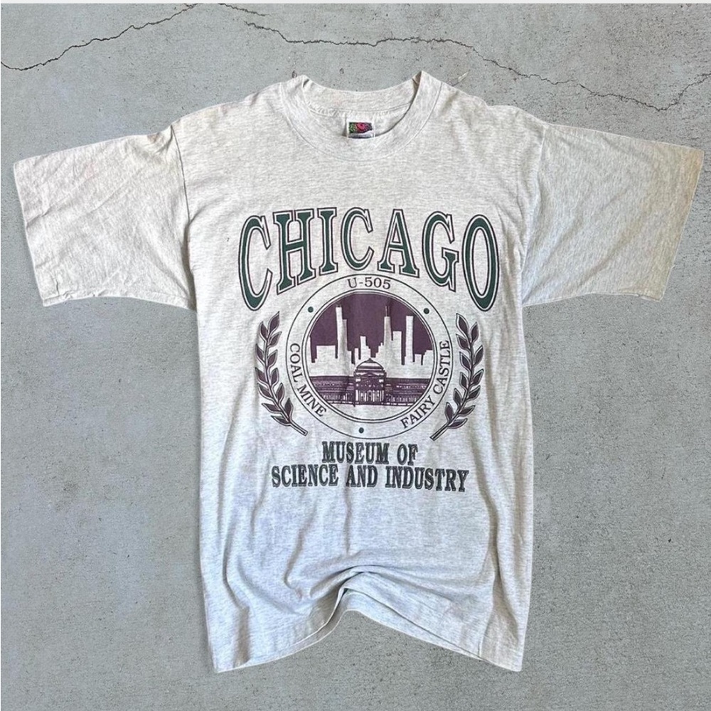 Vintage 90’s Fruit of the Loom Gray Chicago science museum T-Shirt